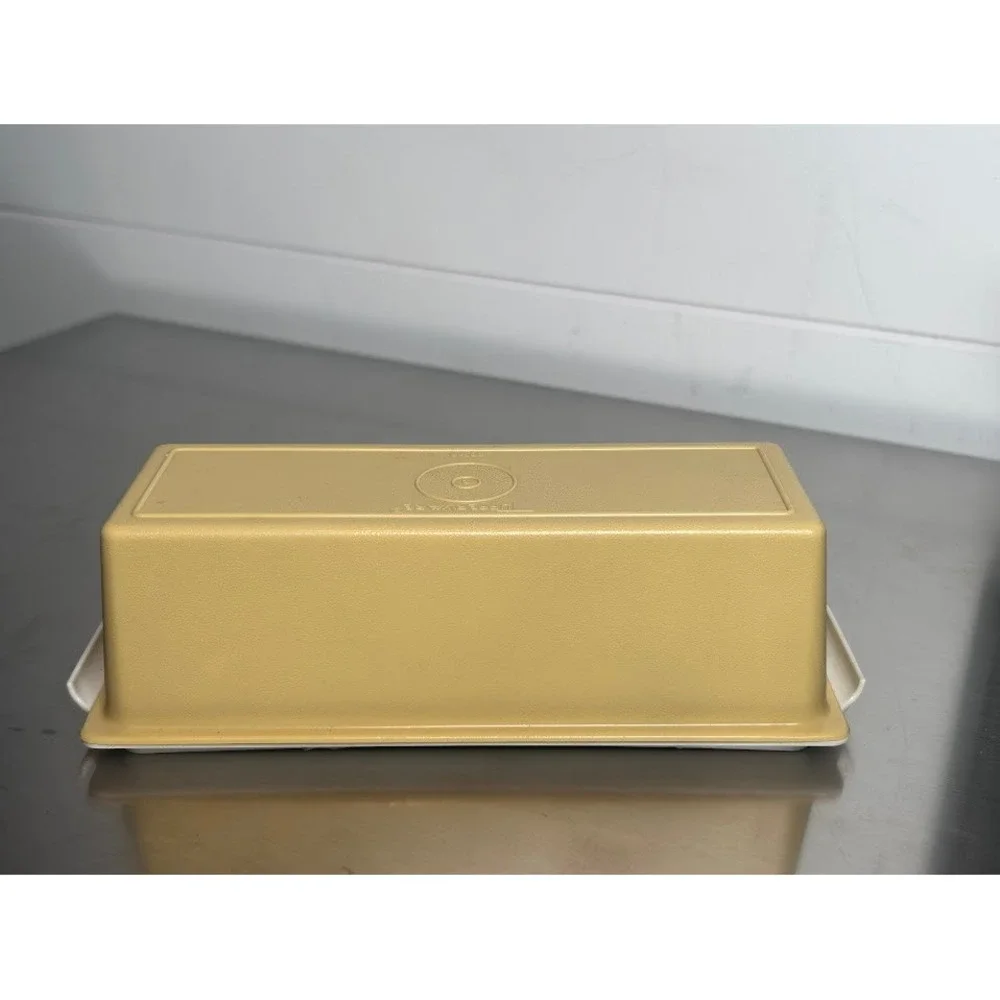 Vintage Tupperware Harvest Gold Butter Keeper Dish Container 637-9 & 636-12